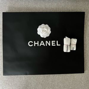 Chanel Paper bag and two Chanel ribbons